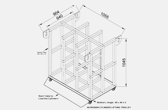 Nitrogen / Oxygen cylinder trolley